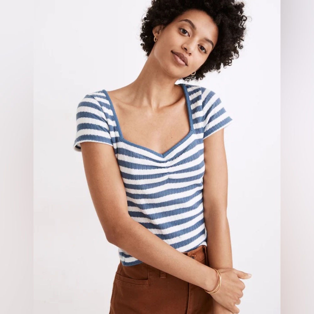 Madewell Ribbed Sweetheart Tee in Stripe